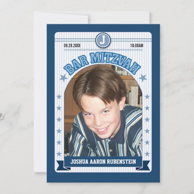 Barre Mitzvah de carte de collection de sports (Devant)