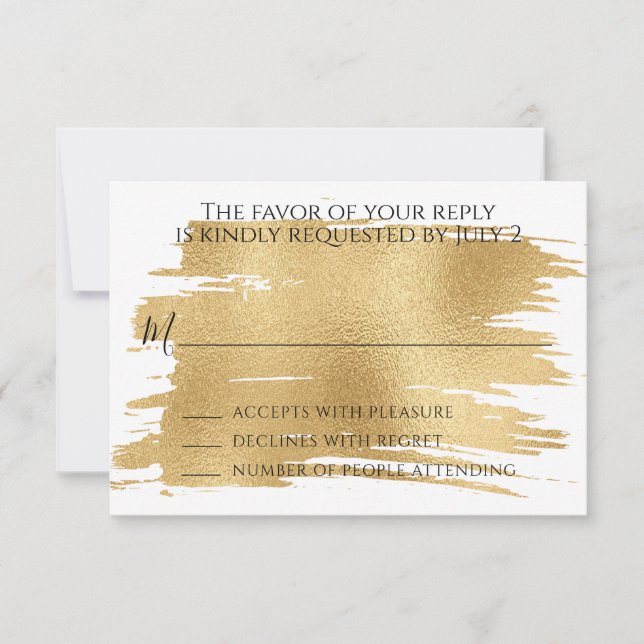 Barre ou Bat mitzvah RSVP Elegant Gold et Noir (Devant)