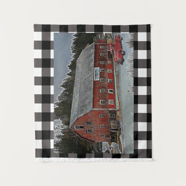Barre rouge et Camion sur Tapisserie plaid (Devant)