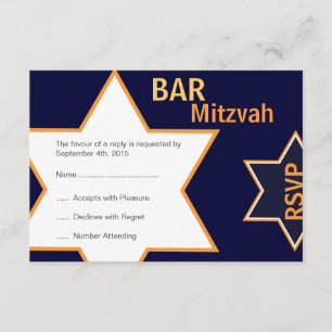 Barre RSVP orange et bleu de Mitzvah d'étoile de