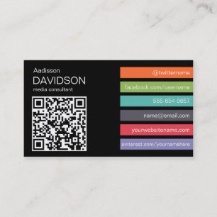 Barre sombre et brillante QR CODE Carte de visite
