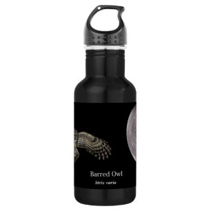 Barred Owl against a full moon mug 532 Ml Water Bottle
