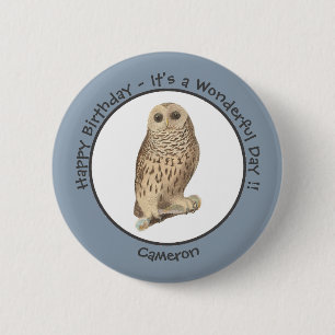 Barred Owl - Birthday or Other Party Themed Event 2 Inch Round Button