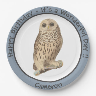Barred Owl - Birthday or Other Party Themed Event Paper Plate