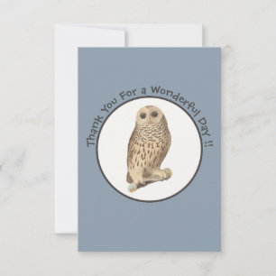 Barred Owl - Birthday or Other Party Themed Event Thank You Card