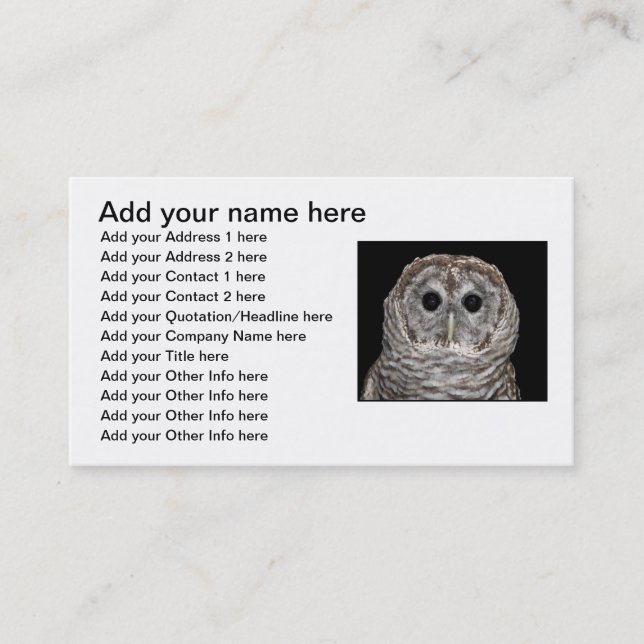 Barred Owl Business Card (Front)