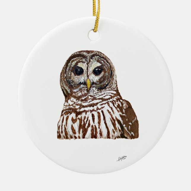 Barred Owl Ceramic Ornament (Front)