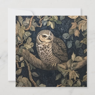 Barred Owl in a Forest William Morris Style Invitation
