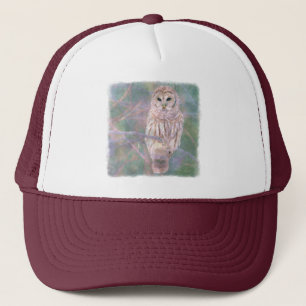 Barred Owl Pastel Digital Oilpainting Trucker Hat