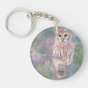 Barred Owl Pastel Oilpainting Keychain