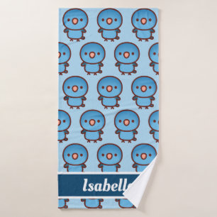 Barred parakeet / Cobalt Bath Towel