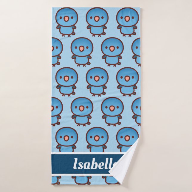 Barred parakeet / Cobalt Bath Towel (Bath Towel)