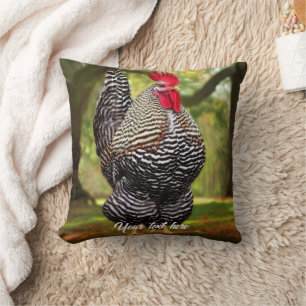 Barred Plymouth Rock Rooster Throw Pillow