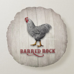 Barred Rock Chicken Round Pillow