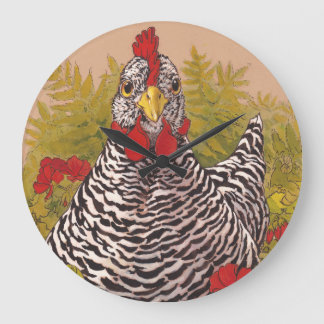 Barred Rock Chicken Wall Clock