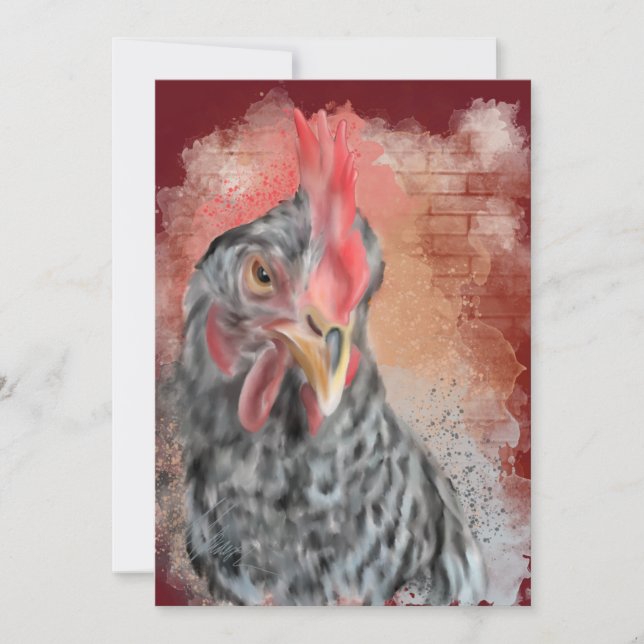 Barred Rock Hen  Invitation (Front)
