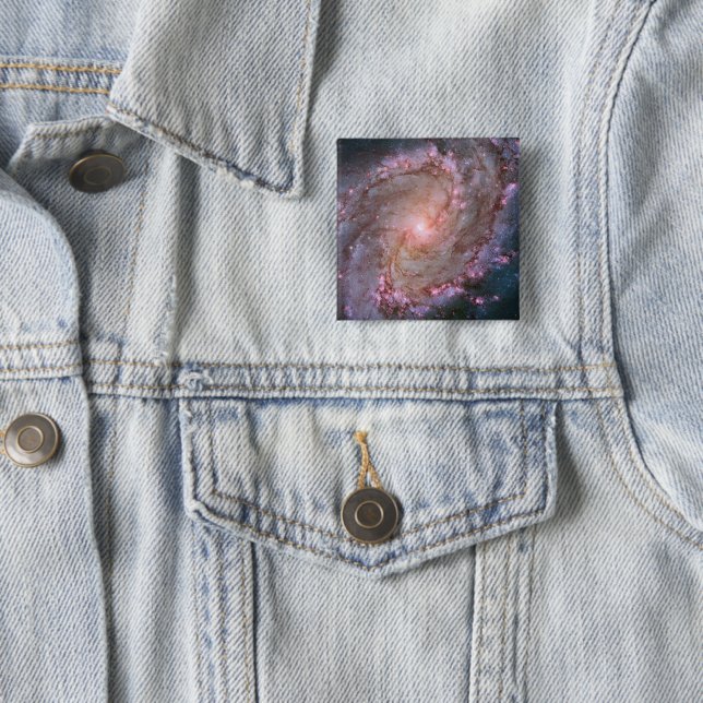 Barred Spiral Galaxy Messier 83. 2 Inch Square Button (In Situ)