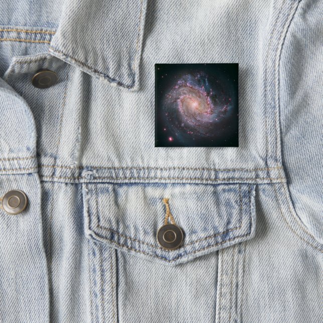 Barred Spiral Galaxy Messier 83. 2 Inch Square Button (In Situ)