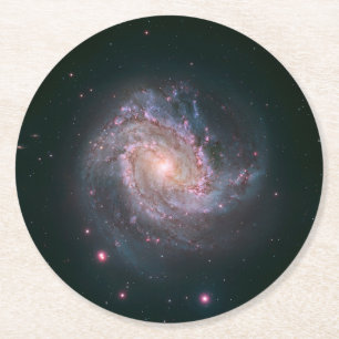Barred Spiral Galaxy Messier 83. 2 Round Paper Coaster