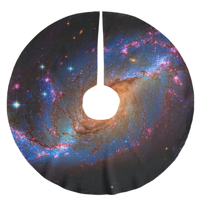 Barred Spiral Galaxy NGC 1672 Astronomy Picture Brushed Polyester Tree Skirt (Front)