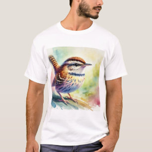 Barred Wren Warbler 080824AREF114 - Watercolor T-Shirt