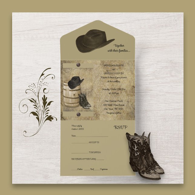 Barrel and Boots All in One Wedding Invitation (Creator Uploaded)