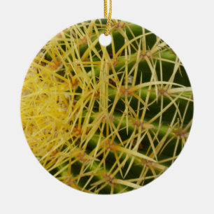 Barrel Cactus Closeup Nature Photography Ceramic Ornament