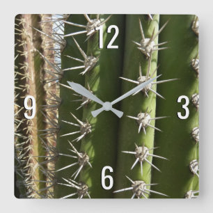 Barrel Cactus II Desert Nature Photo Square Wall Clock