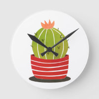 BARREL CACTUS in a red pot minimal art 