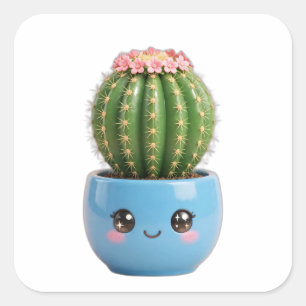 Barrel Cactus Kawaii Indoor Plant Sticker