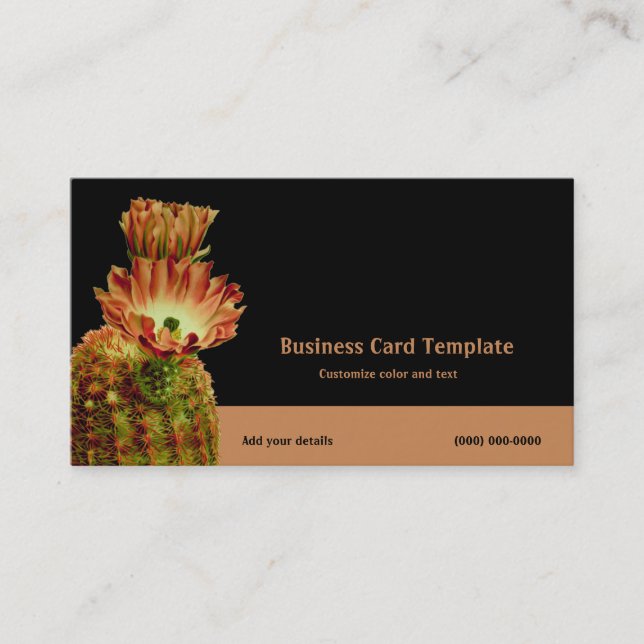 Barrel Desert Arizona Cactus Flowers Business Card (Front)