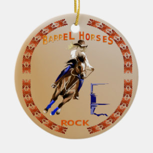 Barrel Horses Rock-Ornament Ceramic Ornament