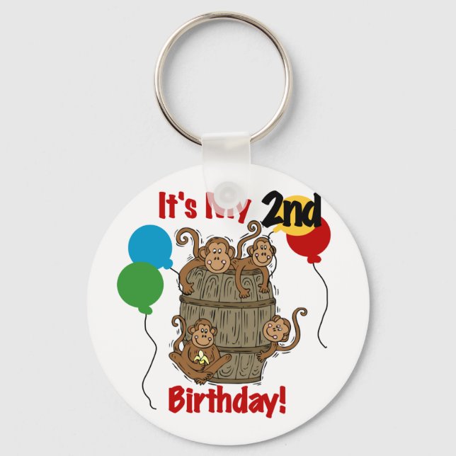 Barrel of Monkeys 2nd Birthday Tshirts and Gifts Keychain (Front)