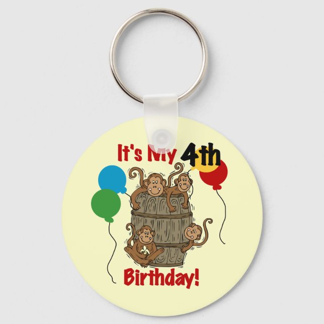Barrel of Monkeys 4th Birthday Keychain (Front)