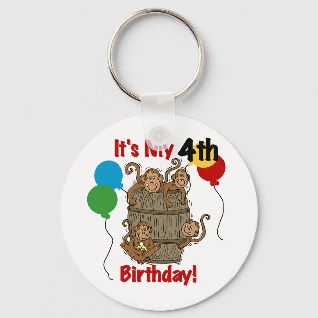 Barrel of Monkeys 4th Birthday Keychain (Front)