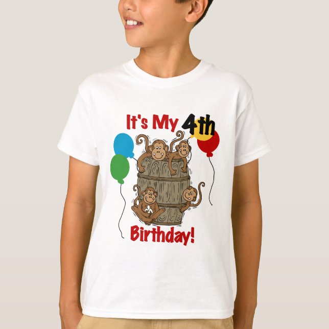 Barrel of Monkeys 4th Birthday T-Shirt (Front)