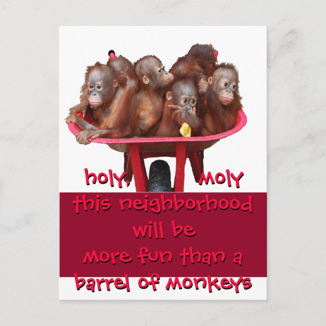 Barrel of Monkeys Fun Moving Change Announcement Postcard (Front)