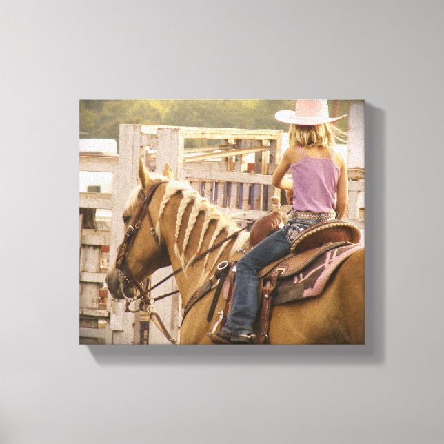 Barrel Race Girl and Horse Canvas Print (Front)