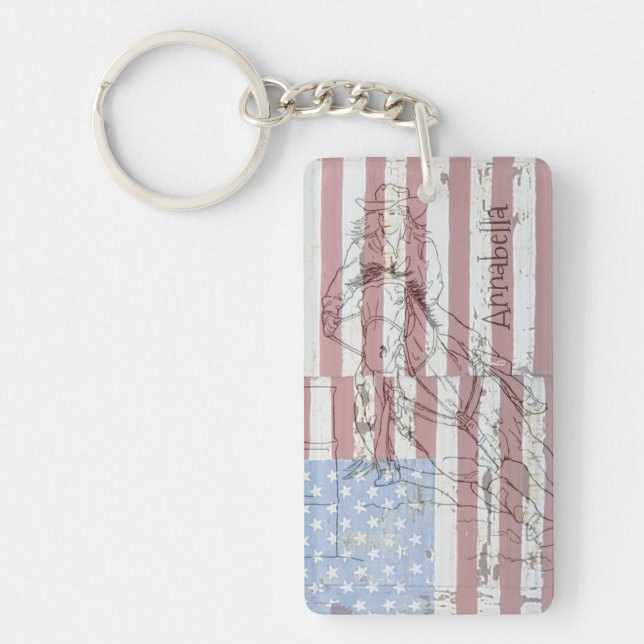 Barrel Racer (American Flag II) Keychain (Front)