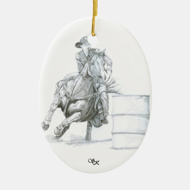Barrel Racer Christmas Ornament (Front)