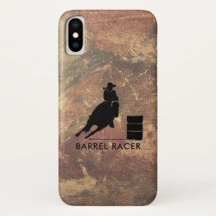 Barrel Racer Silhouette on Brown Grunge Case-Mate iPhone Case