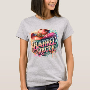 Barrel Racer Text With Hat Western T-Shirt