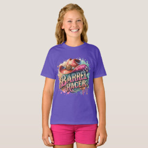 Barrel Racer Text With Hat Western T-Shirt