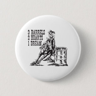 Barrel Racing 3 Barrels 2 Hearts 1 Dream Magnet 2 Inch Round Button