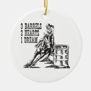 Barrel Racing 3 Barrels 2 Hearts 1 Dream Magnet Ceramic Ornament