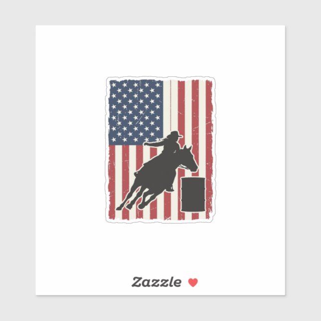 Barrel Racing American Flag Vintage Vector Design_ (Sheet)