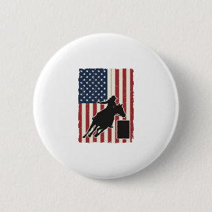 Barrel Racing American Flag Vintage Vector Design_ 2 Inch Round Button