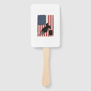 Barrel Racing American Flag Vintage Vector Design_ Hand Fan