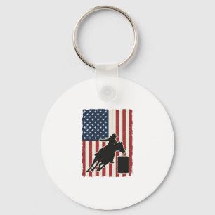 Barrel Racing American Flag Vintage Vector Design_ Keychain