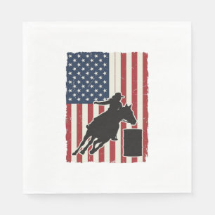 Barrel Racing American Flag Vintage Vector Design_ Napkin